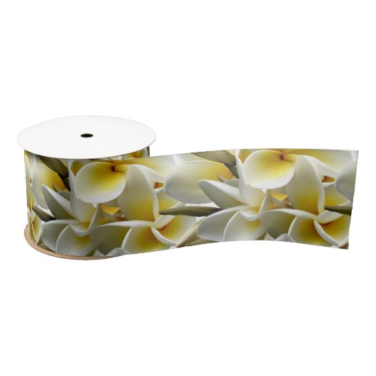 Yellow Plumeria White Wedding Floral Satijnen Lint (Spoel)