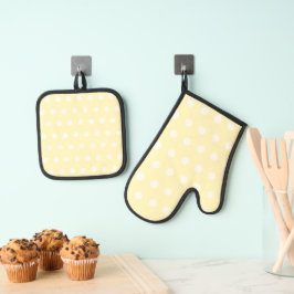 Yellow Poka Dots Ovenwant & Pannenlap Set
