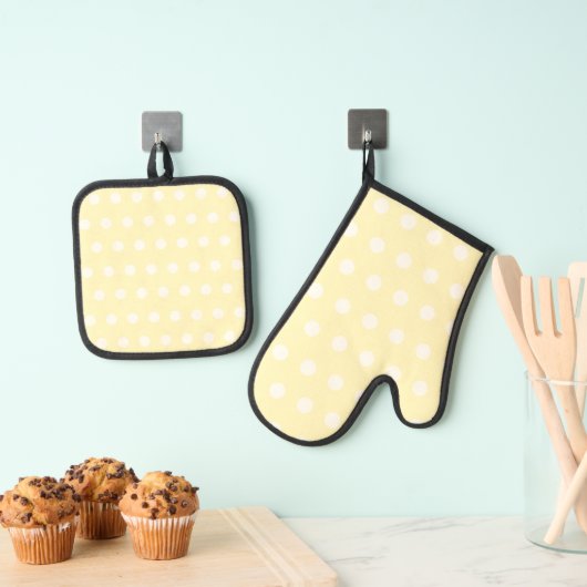 Yellow Poka Dots Ovenwant & Pannenlap Set (Insitu(Ophanging))