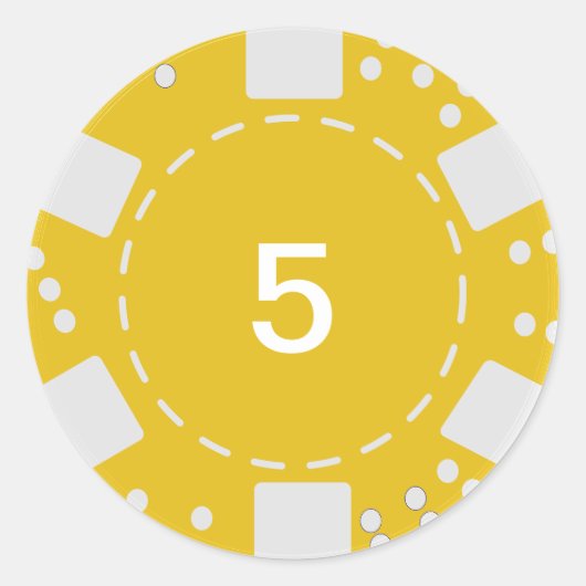 Yellow Poker Chip Ronde Sticker (Voorkant)