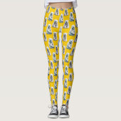 Yellow Polar Bear Pattern Design Leggings (Voorkant)
