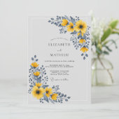 Yellow Polished Botanical Wedding Kaart (Staand voorkant)