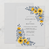 Yellow Polished Botanical Wedding Kaart (Voorkant / Achterkant)