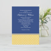 Yellow Polka Dot and Blue Wedding Invitation Kaart (Staand voorkant)