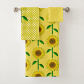 Yellow Polka Dot and Sunflow Bath Towel Set Bad Handdoek (Insitu)