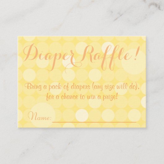 Yellow Polka Dot Baby shower Luier Raffle Tickets Informatiekaartje (Voorkant)