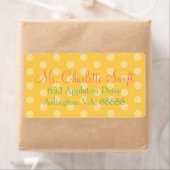 Yellow Polka Dot Baby shower retouradres Etiket (Insitu)