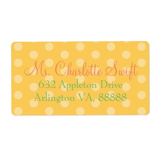 Yellow Polka Dot Baby shower retouradres Etiket (Voorkant)