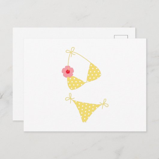 Yellow Polka Dot Bikini Briefkaart (Voorkant / Achterkant)
