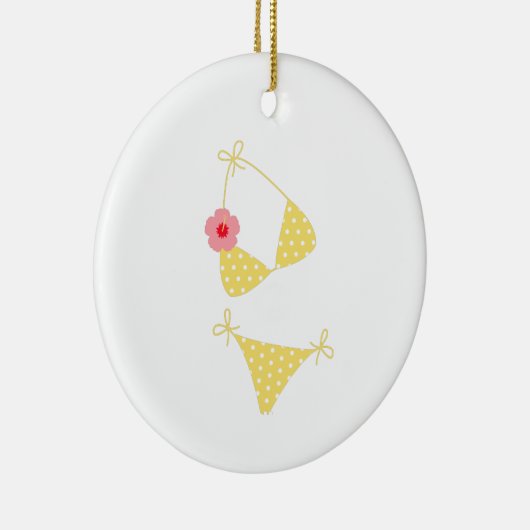 Yellow Polka Dot Bikini Keramisch Ornament (Rechts)