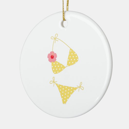 Yellow Polka Dot Bikini Keramisch Ornament (Links)