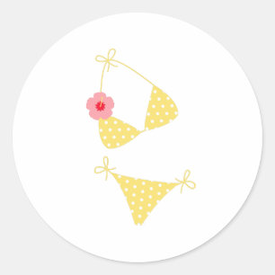 Yellow Polka Dot Bikini Ronde Sticker
