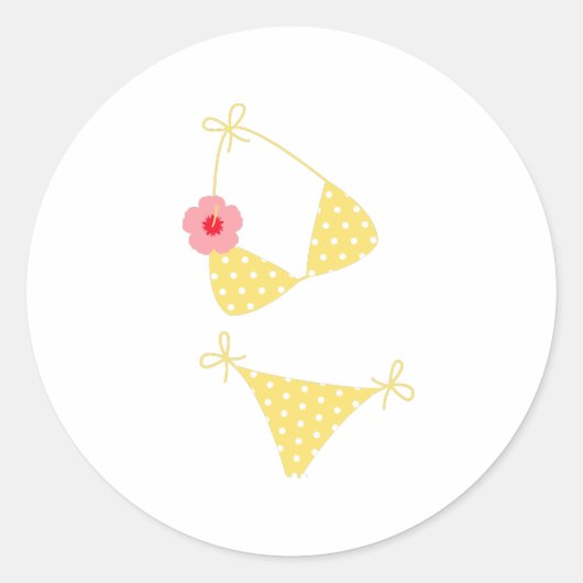 Yellow Polka Dot Bikini Ronde Sticker (Voorkant)
