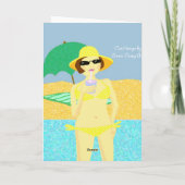 Yellow polka dot bikini straliummeisje kaart (Achterkant)