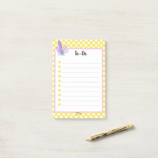 Yellow Polka Dot Diamond to Do Post-it® Notes (Op bureau)