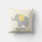 Yellow Polka Dot Elephant Nursery Kussen (Voorkant)