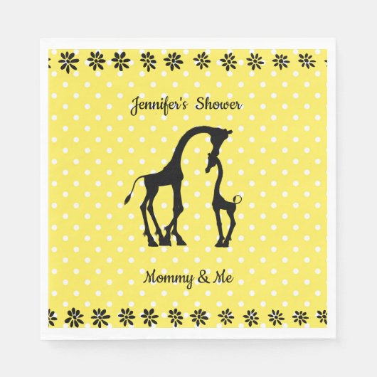 Yellow Polka Dot Giraffe Baby shower Napkins Servet (Voorkant)