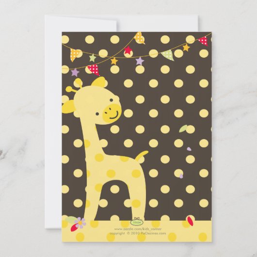 Yellow Polka Dot Giraffe Persoonlijke partij Kaart (Achterkant)