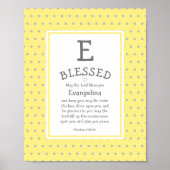 Yellow Polka Dot Name Blessing Nursery Poster (Voorkant)