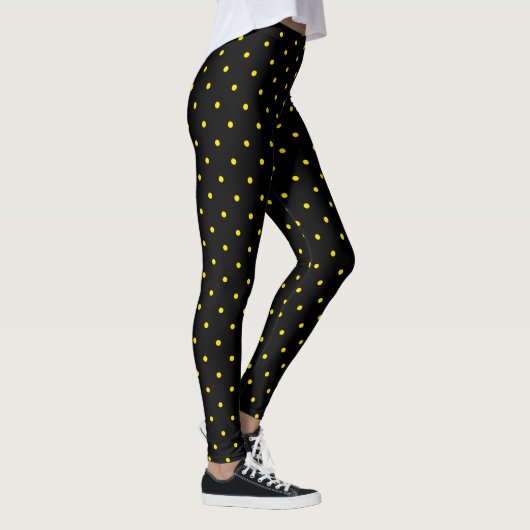 Yellow Polka Dot on Black Leggings (Rechts)