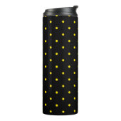Yellow Polka Dot on Black Thermal Tumbler Thermosbeker (Gedraaid links)