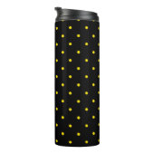 Yellow Polka Dot on Black Thermal Tumbler Thermosbeker (Geroteerd rechts)