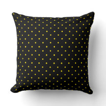 Yellow Polka Dot on Black Throw Pillow