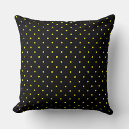 Yellow Polka Dot on Black Throw Pillow Kussen