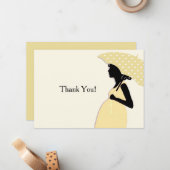 Yellow Polka Dot Umbrella Dank u Notecard Notitiekaartje (Voorkant / Achterkant in situ)