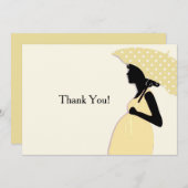 Yellow Polka Dot Umbrella Dank u Notecard Notitiekaartje (Voorkant / Achterkant)