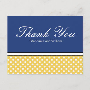 Yellow Polka Dot with Blue Weddenschap Hartelijk d Bedankkaart