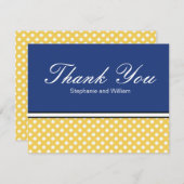 Yellow Polka Dot with Blue Weddenschap Hartelijk d Bedankkaart (Voorkant / Achterkant)