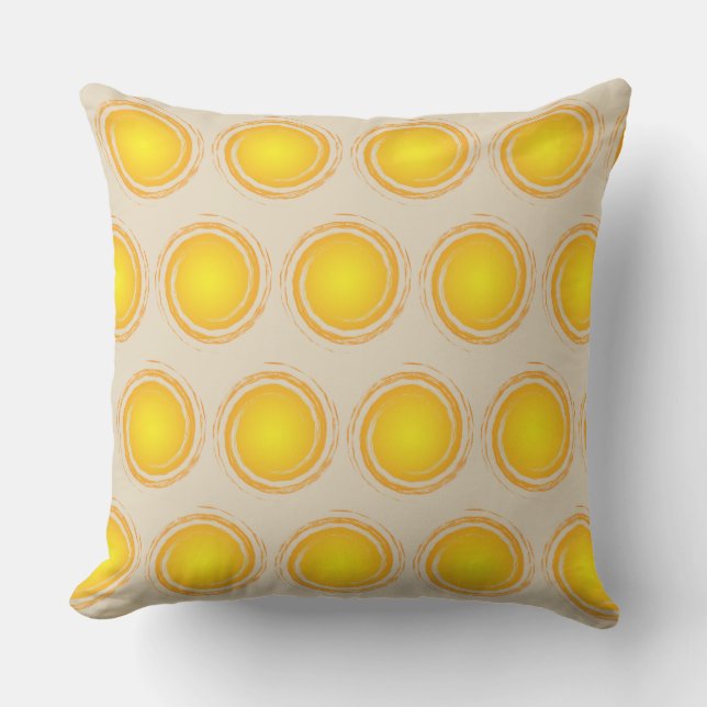 Yellow Polka Dots Circle Sun Happy Summer Buitenkussen (Voorkant)