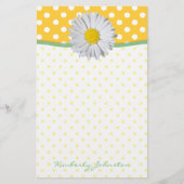 Yellow Polka Dots en Daisy Stationery Briefpapier (Voorkant)