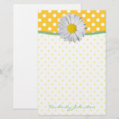Yellow Polka Dots en Daisy Stationery Briefpapier (Voorkant / Achterkant)