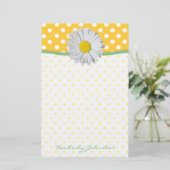 Yellow Polka Dots en Daisy Stationery Briefpapier (Staand voorkant)