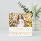 Yellow Polka Dots Funny Graduate Photo Graduation  Aankondiging (Staand voorkant)