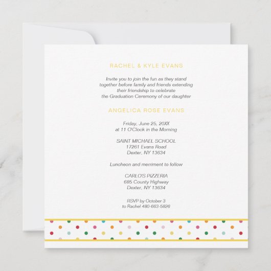 Yellow Polka Dots Funny Graduate Photo Graduation  Aankondiging (Achterkant)