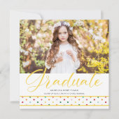 Yellow Polka Dots Funny Graduate Photo Graduation  Aankondiging (Voorkant)
