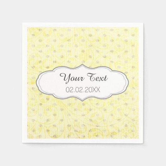Yellow Polka Dots Gepersonaliseerde bruiloft serve Servet (Voorkant)