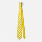 Yellow Polka Dots on White Custom Necktie Stropdas (Voorkant)