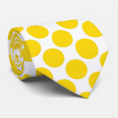 Yellow Polka Dots on White Custom Necktie Stropdas (Opgerold)