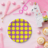 Yellow Polka Dots Paars Papieren Bordje (Feest)