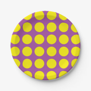 Yellow Polka Dots Paars Papieren Bordje