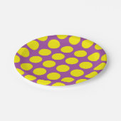 Yellow Polka Dots Paars Papieren Bordje (Gekanteld)