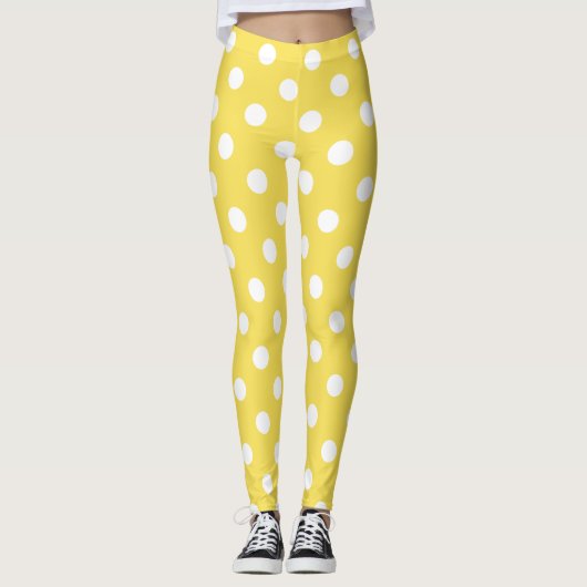 Yellow Polka Dots Pattern Leggings (Voorkant)