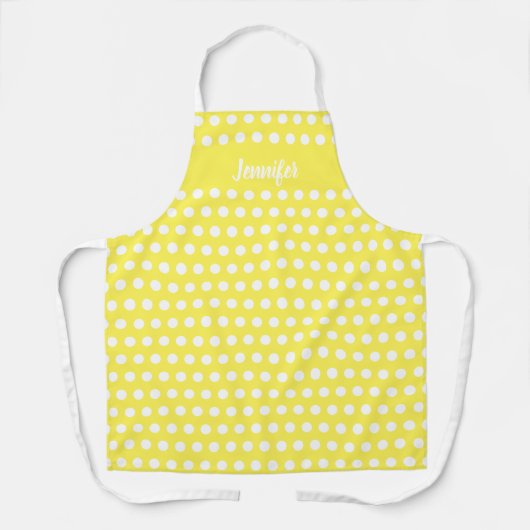 Yellow Polka Dots Personalized Baking Schort (Voorkant)