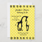 Yellow Polka Giraffe Baby shower uitnodiging (Voorkant)