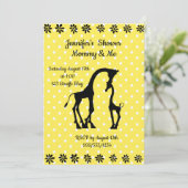 Yellow Polka Giraffe Baby shower uitnodiging (Staand voorkant)