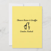 Yellow Polka Giraffe Baby shower uitnodiging (Achterkant)